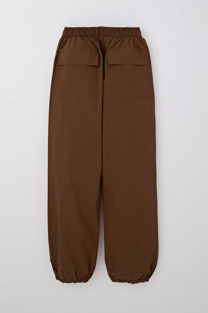 Breeze Kız Çocuk Paraşüt Jogger Paça Pantolon 6-12 Yaş, Koyu Kahve
