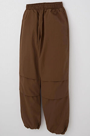 Breeze Kız Çocuk Paraşüt Jogger Paça Pantolon 6-12 Yaş, Koyu Kahve