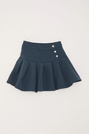 Breeze Kız Çocuk Pileli Etek Çıtçıtlı 7-12 Yaş, İndigo