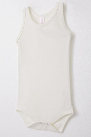 Breeze Kız Bebek Çıtçıtlı Atlet Zıbın Body Jakarlı 9 Ay-3 Yaş, Ekru