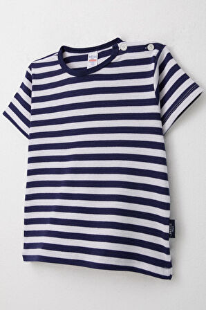 Breeze Erkek Çocuk Tişört Patlı Çizgili 1-4 Yaş, Lacivert