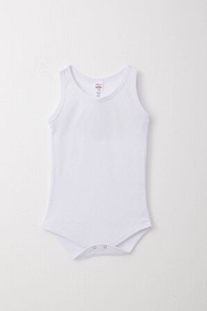 Breeze Erkek Bebek Çıtçıtlı Atlet Zıbın Body Jakarlı Kalp Desenli 9 Ay-3 Yaş, Beyaz