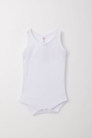 Breeze Erkek Bebek Çıtçıtlı Atlet Zıbın Body Jakarlı Kalp Desenli 9 Ay-3 Yaş, Beyaz