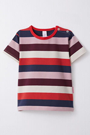 Breeze Kız Çocuk Tişört Patlı Çizgili 1-4 Yaş, Karışık Renk