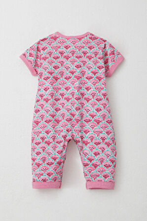 Breeze Kız Bebek Kısa Kollu Tulum Karpuz Dilim Desenli 0-6 Ay, Pembe
