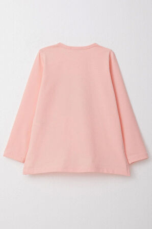 Breeze Kız Çocuk Uzun Kollu Tişört Fiyonk Baskılı 2-6 Yaş, Somon