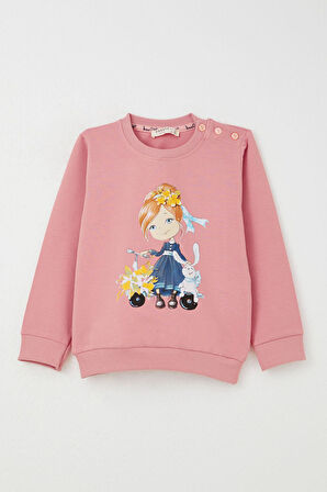 Breeze Kız Çocuk Eşofman Takım Scooter Kız Baskılı 1.5-5 Yaş, Gülkurusu