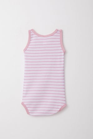 Breeze Kız Bebek Atlet Zıbın Body Çizgili 9 Ay-3 Yaş, Pembe