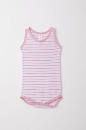 Breeze Kız Bebek Atlet Zıbın Body Çizgili 9 Ay-3 Yaş, Pembe