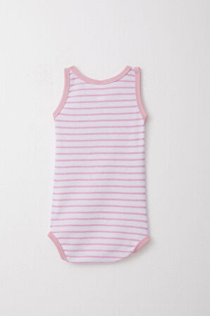 Breeze Kız Bebek Atlet Zıbın Body Çizgili 9 Ay-3 Yaş, Pembe