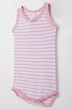 Breeze Kız Bebek Atlet Zıbın Body Çizgili 9 Ay-3 Yaş, Pembe