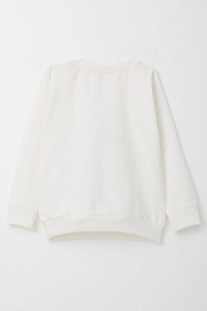 Breeze Kız Çocuk Sweatshirt Ayıcık & Yazı Baskılı 1.5-5 Yaş, Ekru