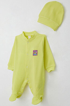 Breeze Kız Bebek Patikli Tulum Sevimli Civciv Armalı 0-6 Ay, Neon Sarı