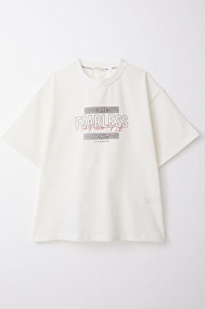 Breeze Erkek Çocuk Tişört Yazı Baskılı 8-14 Yaş, Ekru