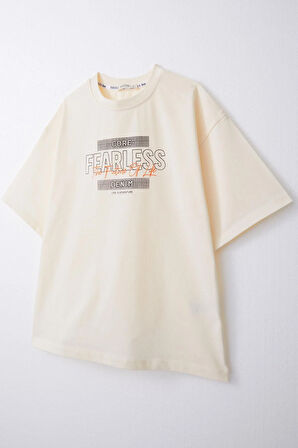 Breeze Erkek Çocuk Tişört Yazı Baskılı 8-14 Yaş, Krem