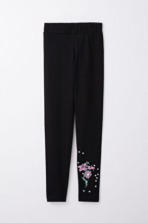 Breeze Kız Çocuk Taytlı Takım Yazı & Çiçek Baskılı 6-10 Yaş, Bej