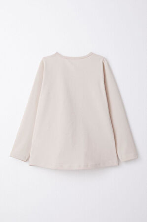 Breeze Kız Çocuk Taytlı Takım Yazı & Çiçek Baskılı 6-10 Yaş, Bej