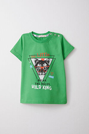 Breeze Erkek Çocuk Şortlu Takım Kral Aslancık Baskılı 1-4 Yaş, Yeşil