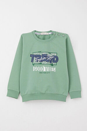 Breeze Erkek Çocuk Eşofman Takım Moda Temalı Yazı Baskılı 2-6 Yaş, Mint Yeşili