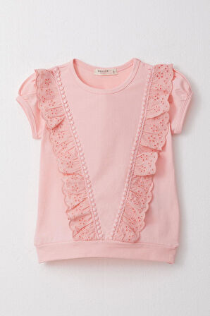 Breeze Kız Çocuk Tişört Güpürlü 1.5-5 Yaş, Pembe