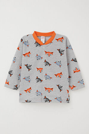 Breeze Erkek Bebek Pijama Takımı Sevimli Renkli Tilkicikler 4 Ay-1 Yaş, Gri