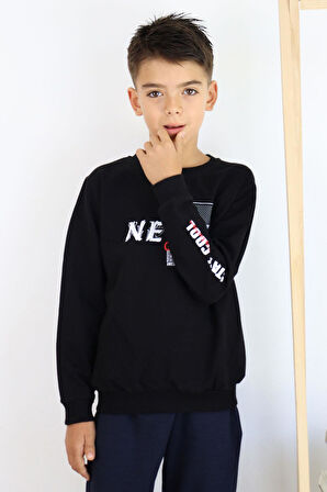 Breeze Erkek Çocuk Sweatshirt Motivasyon Temalı 8-12 Yaş, Siyah