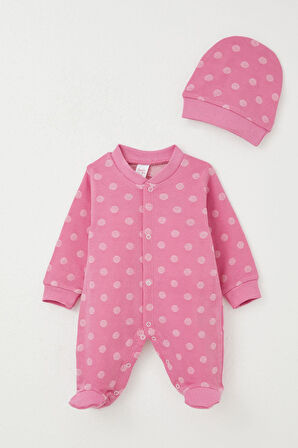 Breeze Kız Bebek Patikli Tulum Puantiyeli 0-6 Ay, Pembe