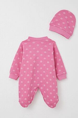 Breeze Kız Bebek Patikli Tulum Puantiyeli 0-6 Ay, Pembe