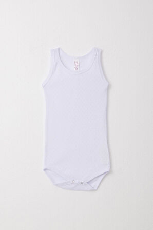 Breeze Kız Bebek Çıtçıtlı Atlet Zıbın Body Jakarlı 9 Ay-3 Yaş, Beyaz