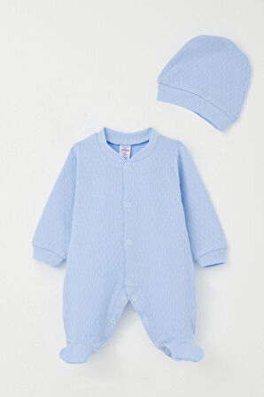 Breeze Erkek Bebek Patikli Tulum Jakarlı 0-6 Ay, Mavi