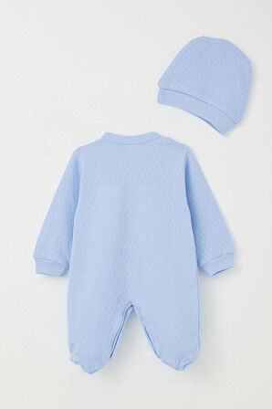 Breeze Erkek Bebek Patikli Tulum Jakarlı 0-6 Ay, Mavi