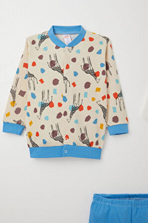 Breeze Erkek Bebek Zıbınlı 3 Lü Takım Benekli Zürafa Desenli 4 Ay-1 Yaş, Bej