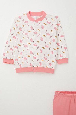Breeze Kız Bebek Zıbınlı 3 Lü Takım Çiçek Desenli 4 Ay-1 Yaş, Beyaz