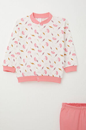 Breeze Kız Bebek Zıbınlı 3 Lü Takım Çiçek Desenli 4 Ay-1 Yaş, Beyaz