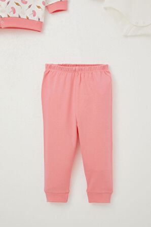 Breeze Kız Bebek Zıbınlı 3 Lü Takım Çiçek Desenli 4 Ay-1 Yaş, Beyaz