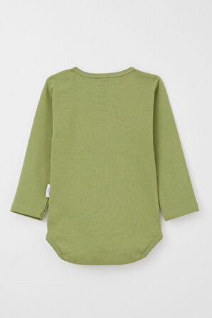 Breeze Erkek Bebek Çıtçıtlı Zıbın Body Basic 9 Ay-3 Yaş, Haki Yeşil