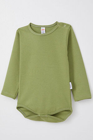 Breeze Erkek Bebek Çıtçıtlı Zıbın Body Basic 9 Ay-3 Yaş, Haki Yeşil
