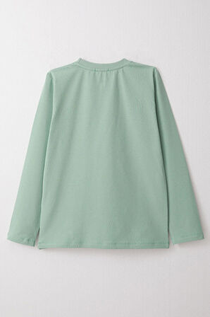 Breeze Erkek Çocuk Uzun Kollu Tişört Basic 5-14 Yaş, Mint Yeşili