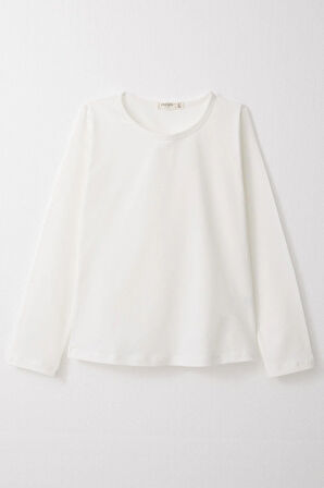 Breeze Kız Çocuk Uzun Kollu Tişört Basic 8-12 Yaş, Ekru