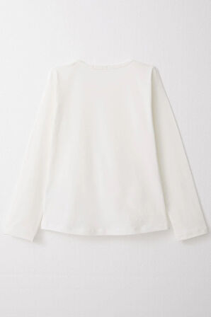 Breeze Kız Çocuk Uzun Kollu Tişört Basic 8-12 Yaş, Ekru