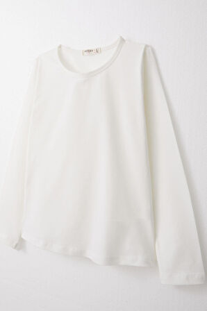 Breeze Kız Çocuk Uzun Kollu Tişört Basic 8-12 Yaş, Ekru