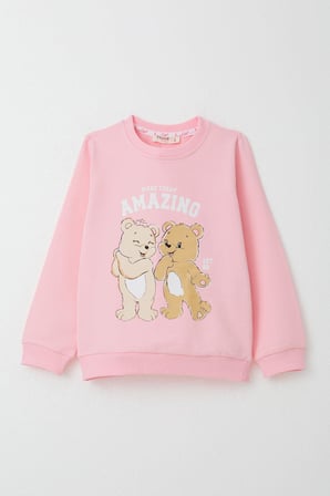 Breeze Kız Çocuk Eşofman Takım Eğlenceli Ayıcıklar Baskılı 1.5-5 Yaş, Pembe