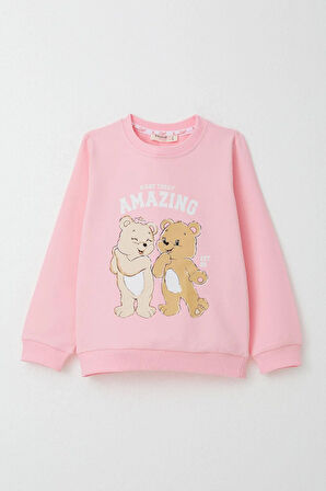 Breeze Kız Çocuk Eşofman Takım Eğlenceli Ayıcıklar Baskılı 1.5-5 Yaş, Pembe