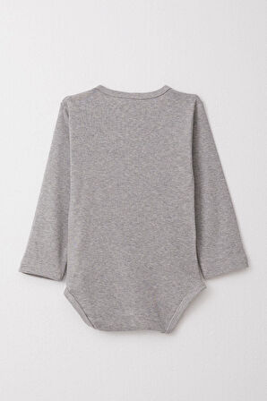 Breeze Erkek Bebek Çıtçıtlı Zıbın Body Hayvanat Bahçesi Dost Hayvanlar Baskılı 9 Ay-3 Yaş, Koyu Gri Melanj