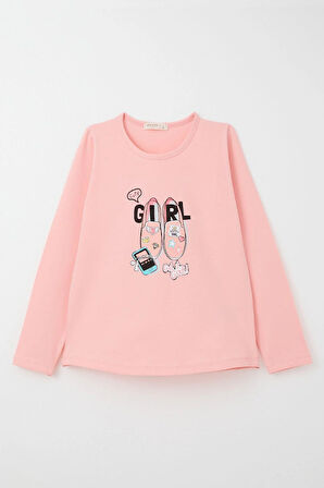 Breeze Kız Çocuk Taytlı Takım Ayakkabı Baskılı 4-9 Yaş, Pembe