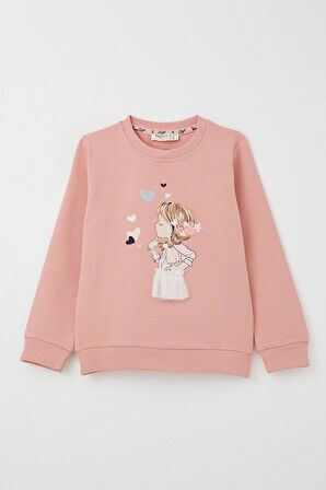 Breeze Kız Çocuk Eşofman Takım Düşünceli Kız Baskılı 2-6 Yaş, Gülkurusu