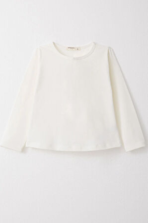 Breeze Kız Çocuk Uzun Kollu Tişört Basic 3-7 Yaş, Ekru