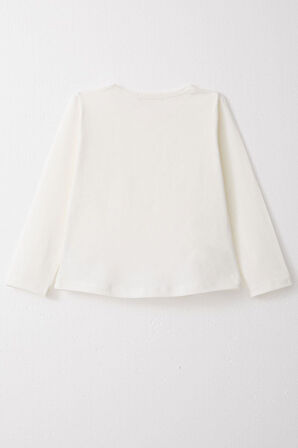 Breeze Kız Çocuk Uzun Kollu Tişört Basic 3-7 Yaş, Ekru