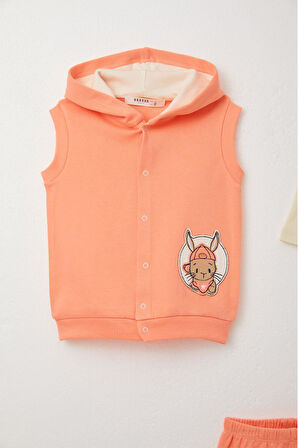 Breeze Erkek Bebek Zıbınlı 3 Lü Takım Sevimli Tavşancık Armalı 4 Ay-1 Yaş, Somon