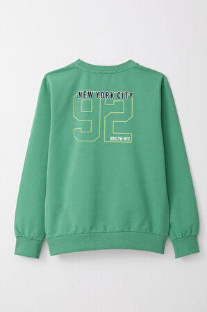 Breeze Erkek Çocuk Sweatshirt Yazı Baskılı 4-8 Yaş, Mint Yeşili